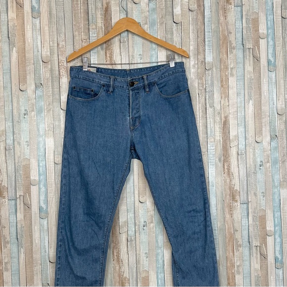Shockoe Atelier 32 x 32 Tapered Slim Skinny Denim Jeans Light Blue Wash $259 - Picture 2 of 7